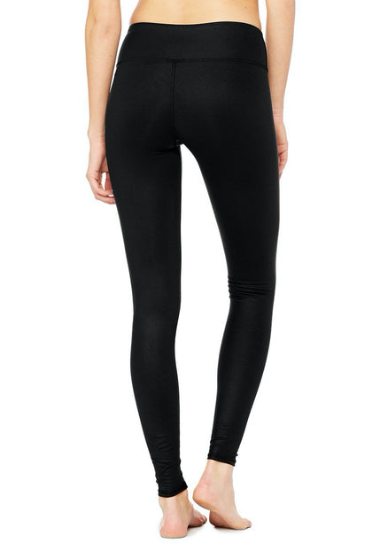 ALO Yoga— Luminous Mesh Performance Leggings, black, size XS