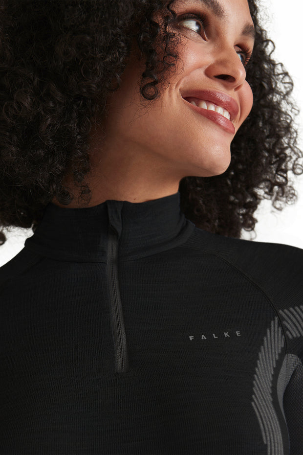 Women long sleeve Half-Zip Wool-Tech Black