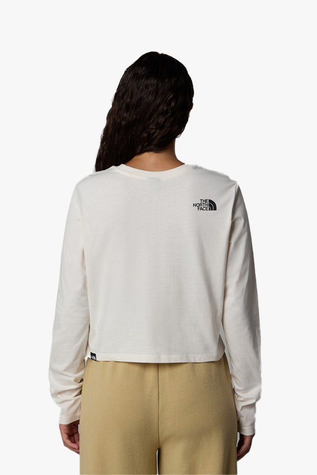 Simple Dome Crop Long Sleeve Tee - White Dune