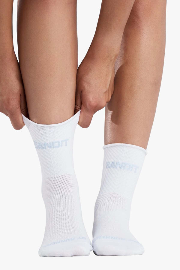 LITE RUN™ RIBBED QUARTER SOCK - WHITE WITH PAVILION BLUE