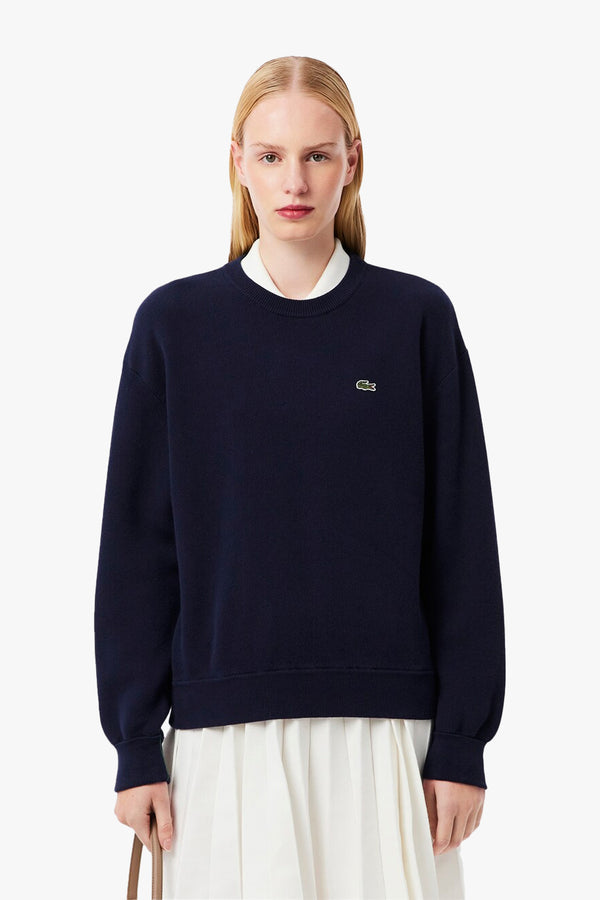 COTTON CREW NECK MOSS STITCH POLO