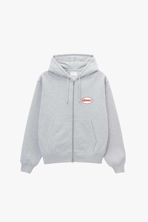 OVAL PATCH ZIP HOODED SWEATSHIRT