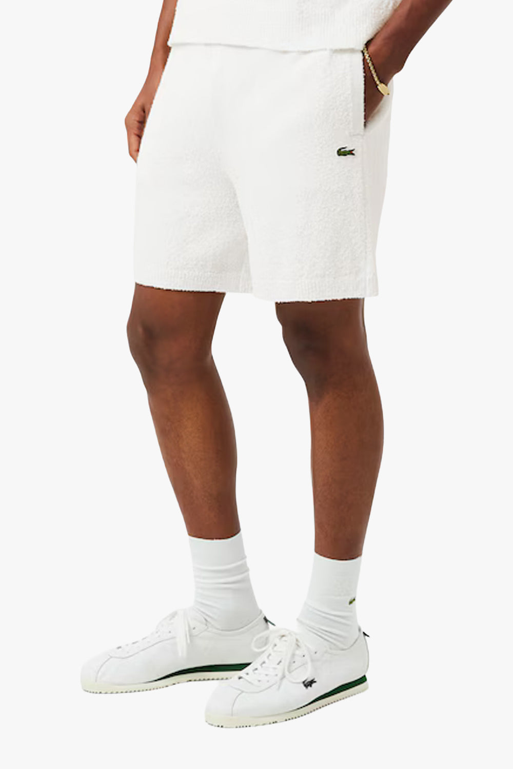 RELAXED FIT COTTON BLEND BOUCLÉ KNIT SHORTS