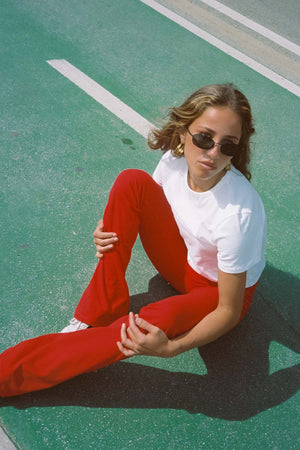 Flare Tights Long Red