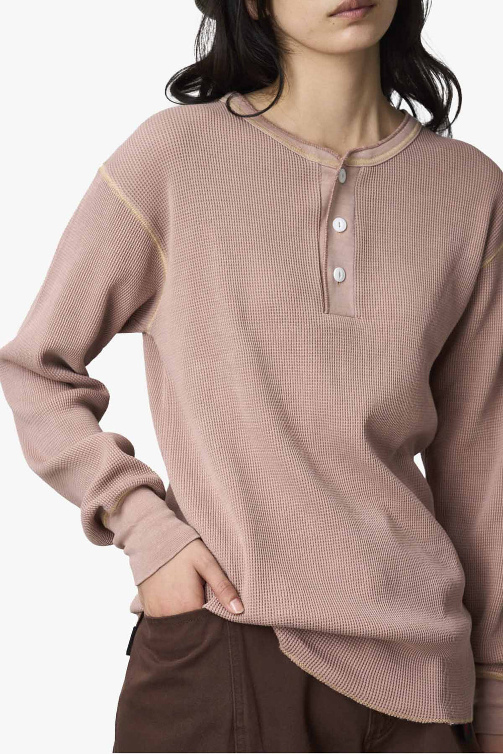 Healthknit WAFFLE HENLEY