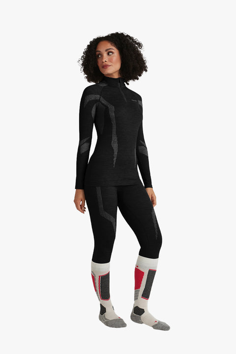 Women long sleeve Half-Zip Wool-Tech Black