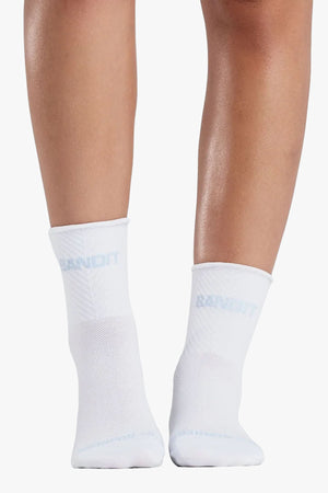 LITE RUN™ RIBBED QUARTER SOCK - WHITE WITH PAVILION BLUE