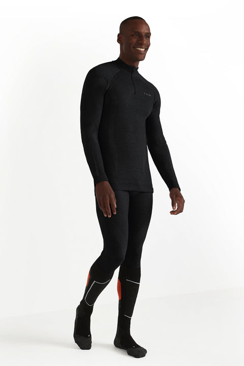 Men Long sleeve Half-Zip Wool-Tech Black