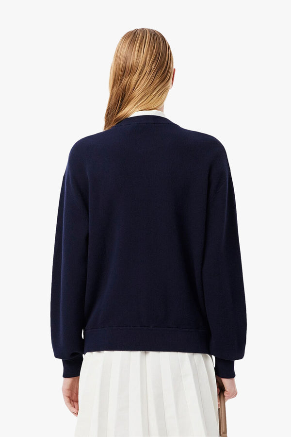 COTTON CREW NECK MOSS STITCH POLO