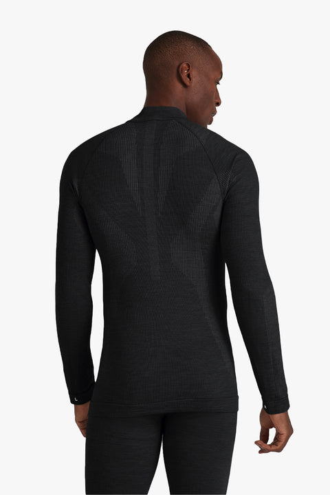 Men Long sleeve Half-Zip Wool-Tech Black