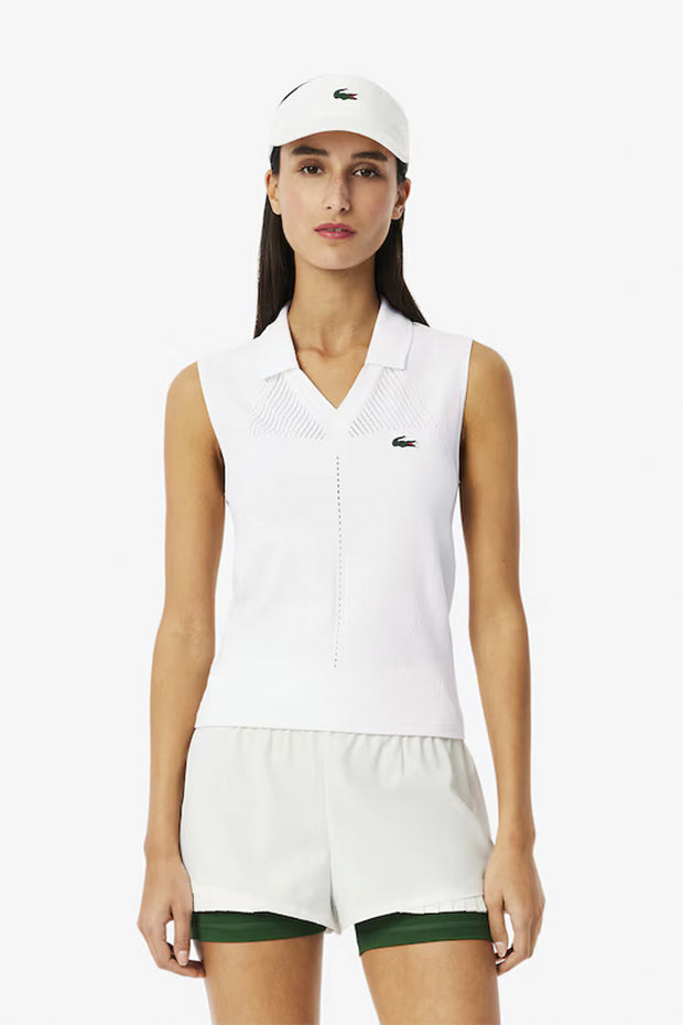 Sleeveless Stretch Knit Tennis Polo Shirt