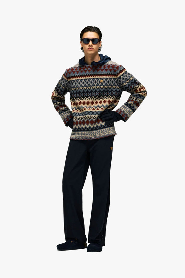 Jacquard Knit Crew Neck