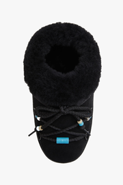 Suede Beads Black Mules