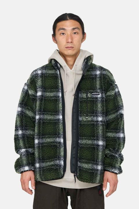 SHADOW PLAID SHERPA JACKET