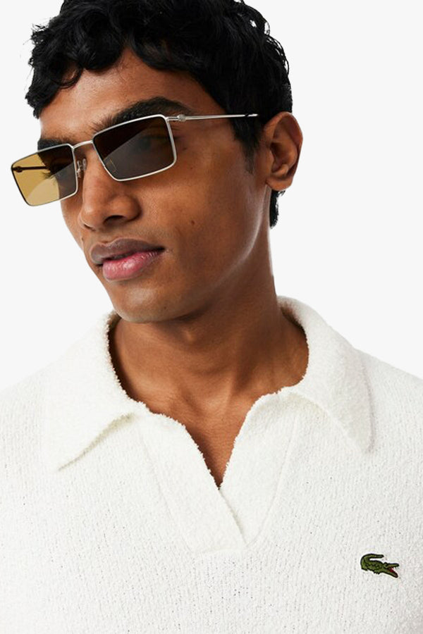 COTTON BLEND BOUCLÉ POLO COLLAR  SWEATER