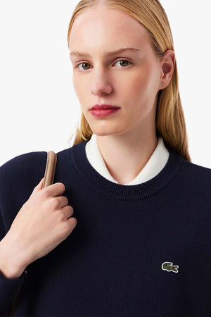 COTTON CREW NECK MOSS STITCH POLO