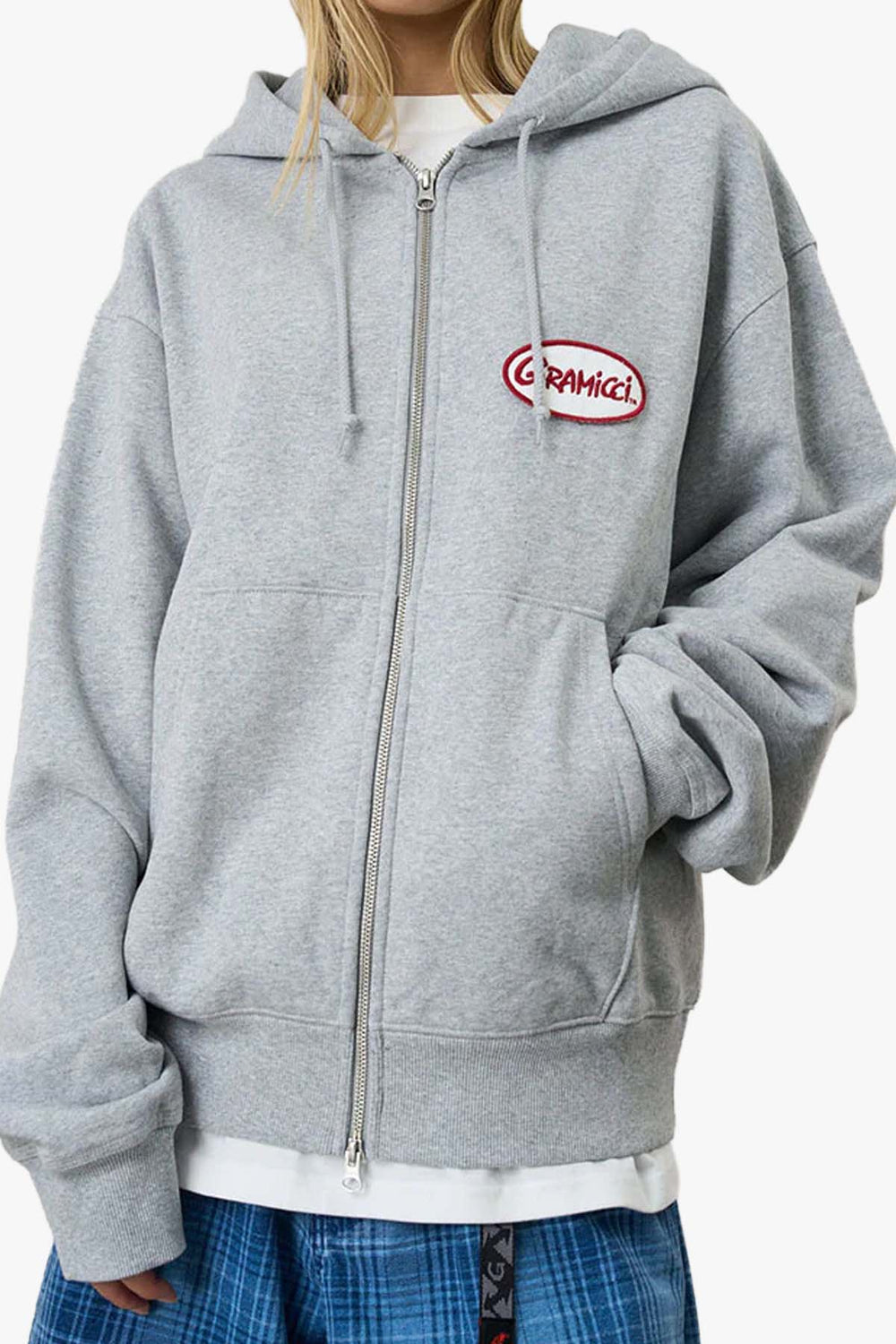 OVAL PATCH ZIP HOODED SWEATSHIRT