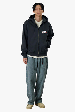 OVAL PATCH ZIP HOODED SWEATSHIRT