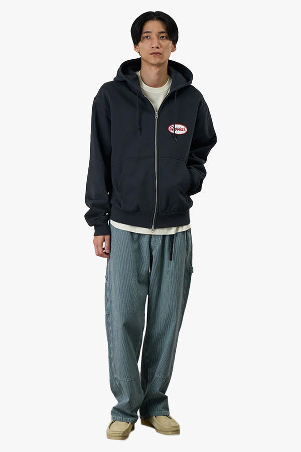 OVAL PATCH ZIP HOODED SWEATSHIRT