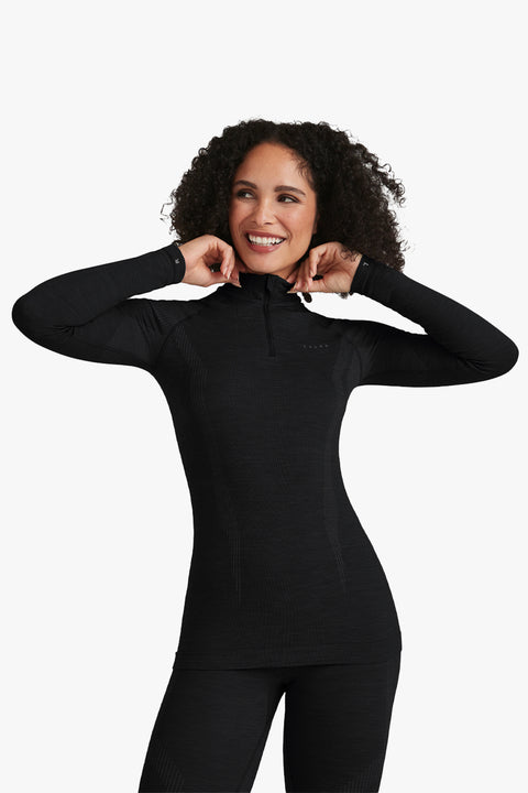 Women long sleeve Half-Zip Wool-Tech Black