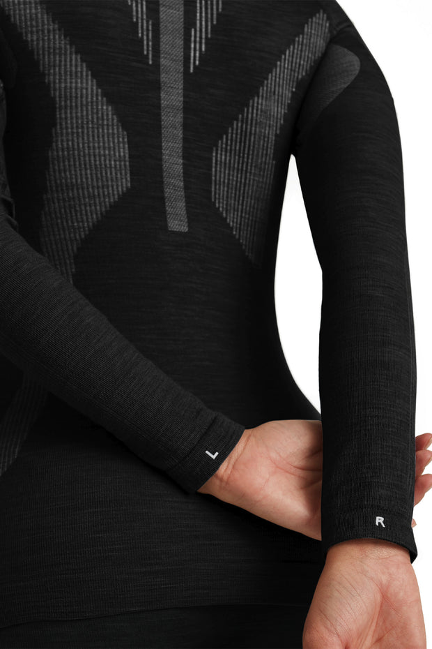 Women long sleeve Half-Zip Wool-Tech Black